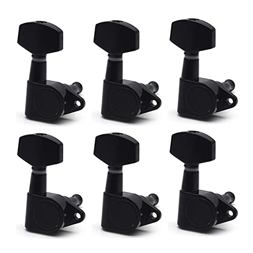 ALFAAL 6 Stücke Gitarren-Tuning-PEGs-Tuner-Maschinenköpfe Tuning Peg Maschine Kopf Chrom-Gold-Schwarz (Color : Big Peg Black 6R)