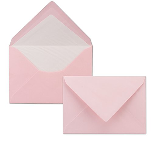 100 Brief-Umschläge Rosa - DIN C6 - gefüttert mit weißem Seidenpapier - 80 g/m² - 11,4 x 16,2 cm - Nassklebung - NEUSER PAPIER