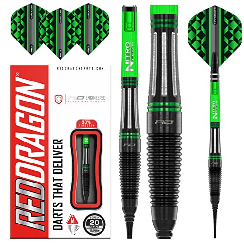 RED DRAGON Slipstream 18 Gramm Softip Premium Tungsten Darts Set mit Flights und Stielen