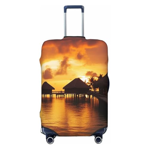 CSGJMYGS Tahiti Resort Sunset Peel Gepäckabdeckungen für Koffer, waschbare Kofferabdeckung, modisch, dehnbar, kratzfest, passend für 45,7 - 81,3 cm Gepäck, XL, Schwarz, XL, Schwarz , XL