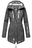 MARIKOO Damen Winter Jacke Winterjacke Mantel Outdoor wasserabweisend Softshell B614 [B614-Zimt-Anthrazit-Gr.XS]