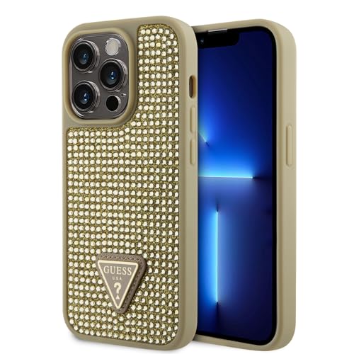 CG Mobile Guess Strass Hülle mit Dreieck Logo für iPhone 15 Promax - Gold