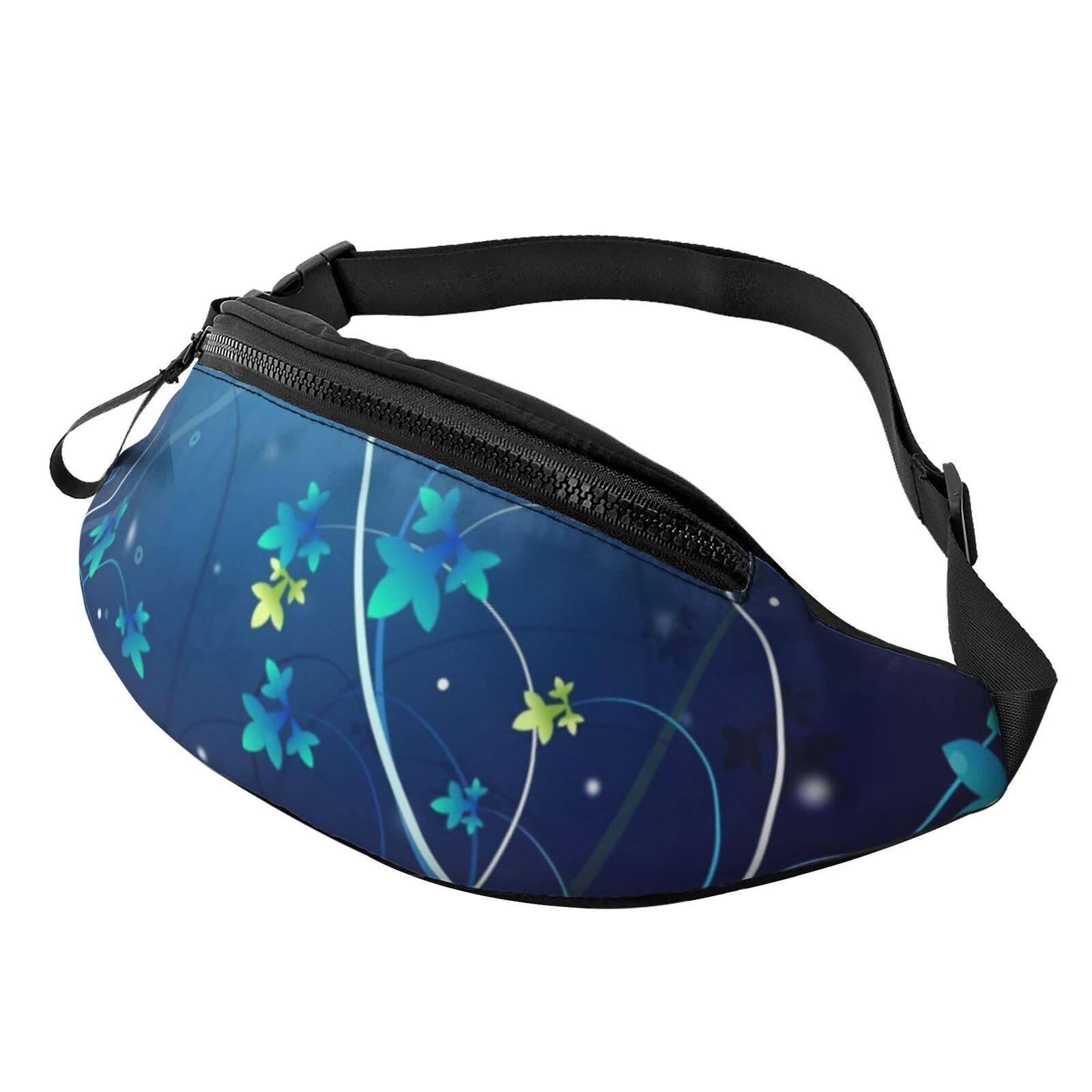 HSJFS Sporttasche mit buntem Blumen- und Schmetterlings-Aufdruck, lässige Brusttasche, Blue Swirl, Einheitsgröße