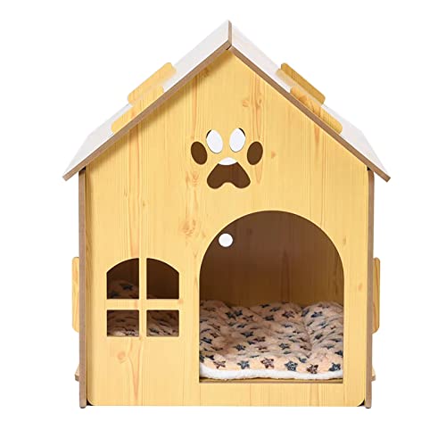 Katzenhaus Aus Holz mit Kissen, Katzenhaus, Katzenhaus for Wohnungskatzen, Katzenhaus, Wildkatzenhaus Outdoor Isoliert, Massivholz ( Color : B-no Door , Size : S )