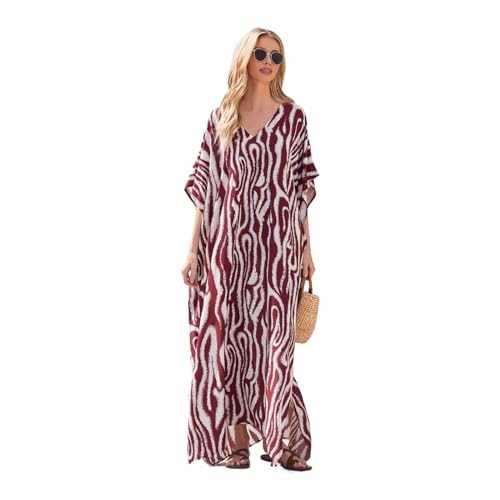 ohodhmnu Strand-Kaftan-Kleid, Damen, Strand-Kaftan-Kleid, kurzärmelig, Badeanzug