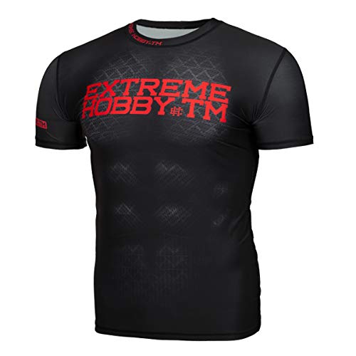 Extreme Hobby Kurzarm Rashguard, Herren-Sport-T-Shirt, Fitness-T-Shirt, Kompressionsshirt, Shortsleeve, Funktionsshirt Bodybuilding MMA Boxing