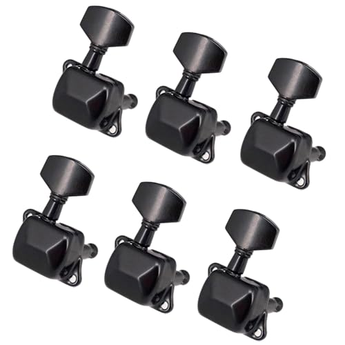 Strings Tuning Pegs Mechaniken Für Gitarre 6er-Pack Gitarrensaiten-Stimmstifte, halbgeschlossener Stimmkopf, Ersatzteile 3L 3R (Color : Black 6R)