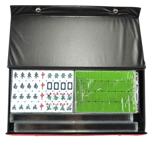 BFVAKBKYT Chinesisch Majong Set, Tragbares, süßes Mahjong-Set mit 144 Steinen, Mini-Mahjong mit Aufbewahrungskoffer