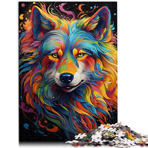 Puzzle zum Verschenken, Farbgemälde, Wolf, Puzzle 1000 Teile, Puzzle für Erwachsene, Holzpuzzle, Geschenke für Freunde und Familie, 1000 Teile (50 x 75 cm)