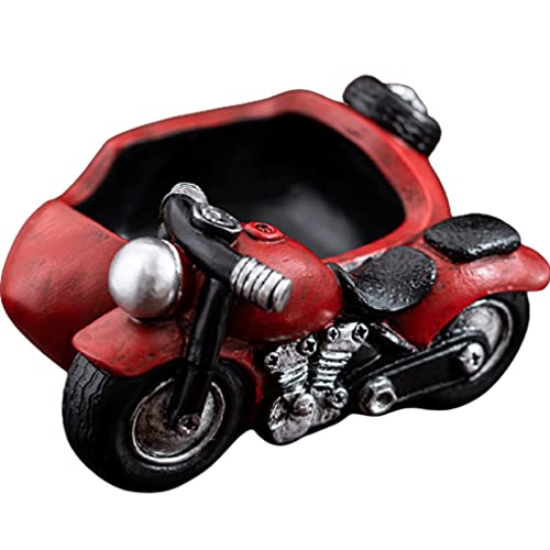 WMYDNX Raucher Harz Motorrad Aschenbecher, Anti-Fliegen-Asche-Mode Retro-Aschenbecher, kreatives Wohnzimmer-Büro-Asche-Tablett for Zigaretten-Zigarre rutschfest (Color : Red)