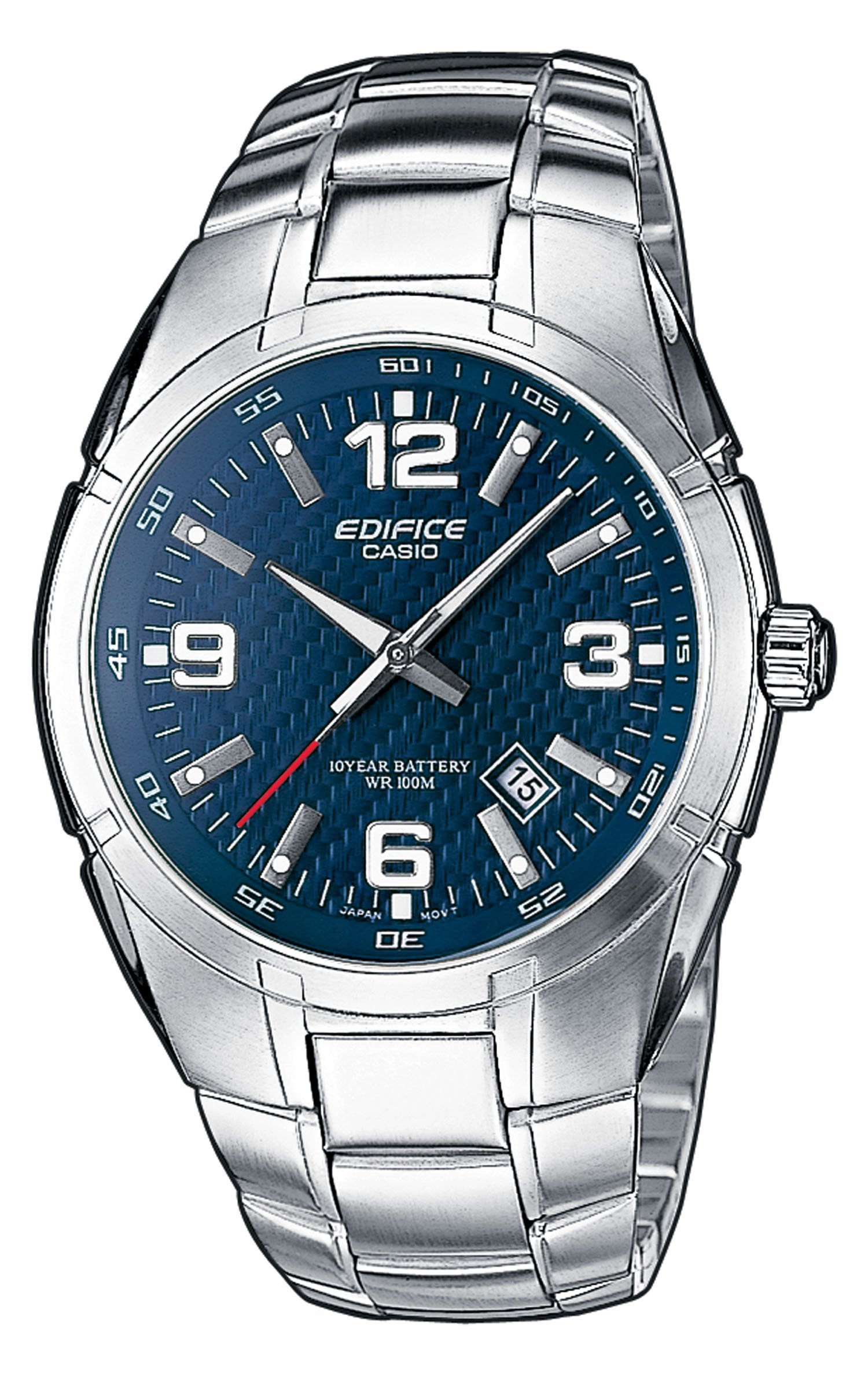 Casio Edifice Herrenarmbanduhr EF-125D-2AVEG, blau, massives Edelstahlgehäuse und Armband, 10 BAR