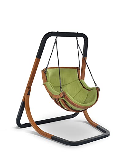 4IQ Outdoor Hängesessel mit Gestell für Kinder und Erwachsene 114x102x16 cm - Hängestuhl Outdoor Wetterfest mit Kissen - Hanging Chair - Hängesitz mit Ständer - Hänge Sessel Garten - bis 150 kg