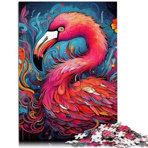 Puzzle für psychedelische Kunst, Flamingo, 1000 Teile für Erwachsene, schwierige Puzzles, Holzpuzzles, Familienpuzzles für Familienspaß, Puzzles (50 x 75 cm)