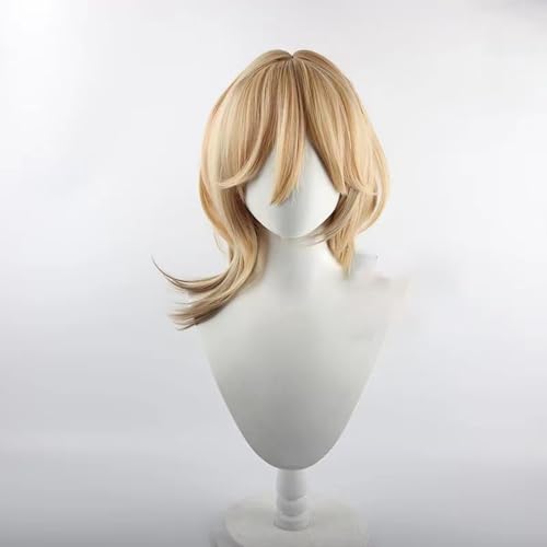 WCCNKK Anime Cosplay Perücke, Kaveh Perücke, 50 cm Orangeblondes Mittellanges Haar, Mit Kostenloser Perückenkappe, Für Party Alltag Halloween Perücke Cosplay, Anime-Geschenk