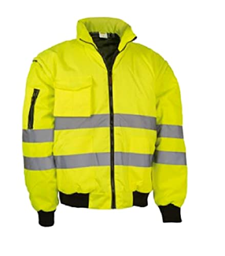 Hohe Sichtbarkeit Bomberjacke für Herren, Arbeitsjacke, Regenschutz, abnehmbare Ärmel, Farbe Gelb, Größe 3XL