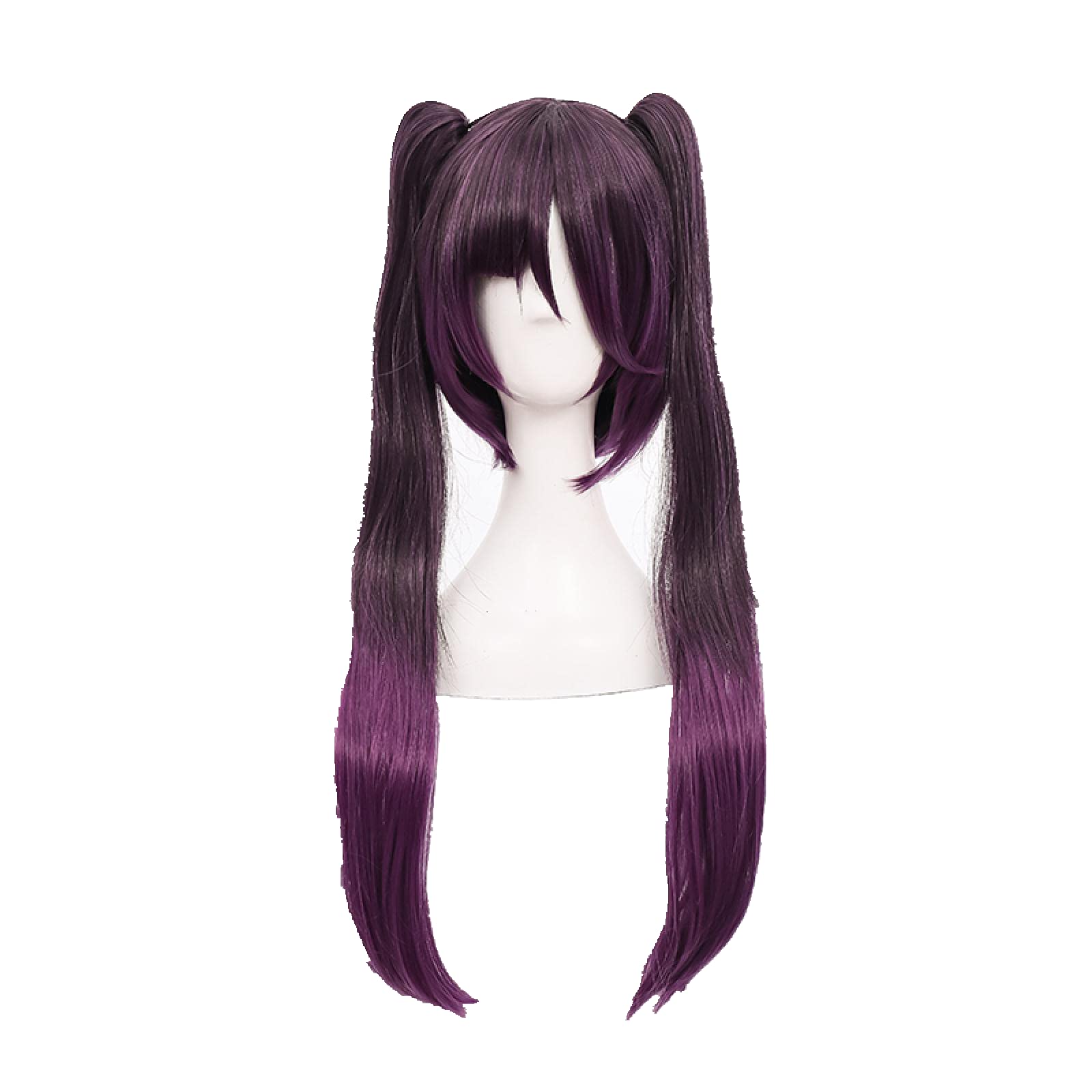 LINLINCD-Wig Anime Cosplay Rollenspiel for Genshin Impact Mona Cosplay Dunkellila Perücke Zöpfe Synthetisches langes glattes Haar