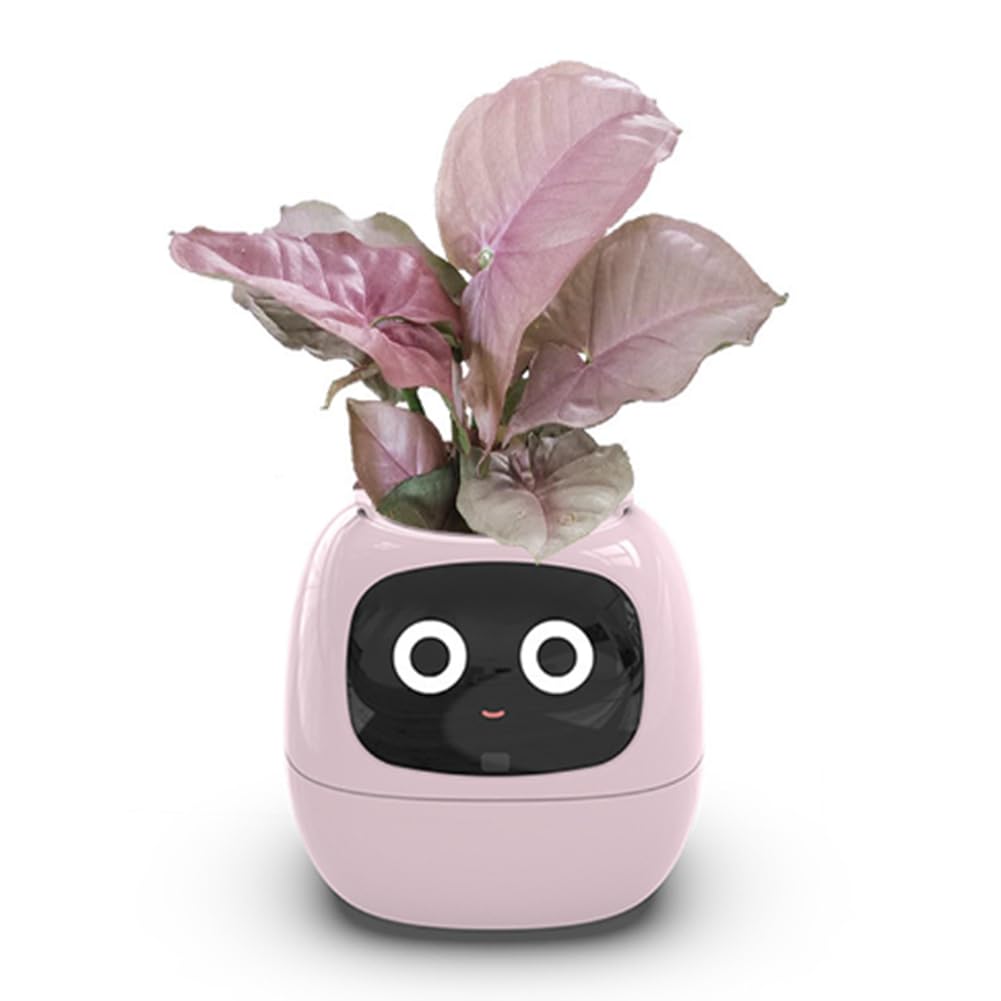 Pcivzxam Ivy Smart Planter, Per USB Wiederaufladbarer Kleiner Blumentopf für Den Innenbereich Als Dekoration für Den Innenbereich. Macht das Pflanzenaufziehen Einfach und Macht Spaß. Rosa