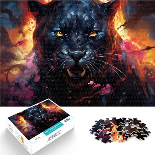 Puzzle, Tierpuzzle, Schwarzer Panther, für Erwachsene, 1000-teiliges Puzzle, Lernspiele, Holzpuzzle, Geburtstagsgeschenk, Geschenke für oder, Wandkunst, 1000 Teile (50 x 75 cm)