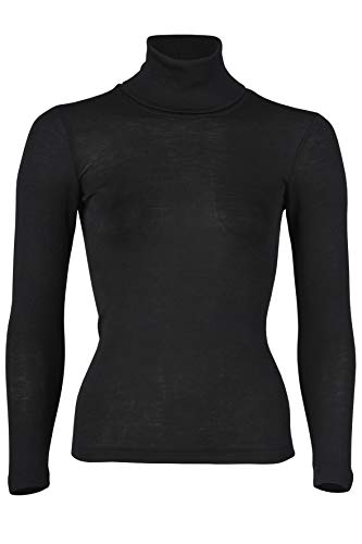 Engel, Damen Rollkragen Pullover, 70% Wolle (kbT), 30% Seide (38-40, Schwarz)