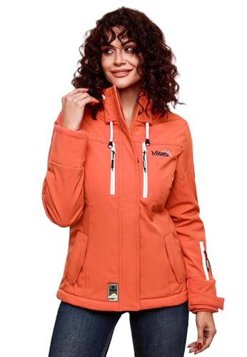 MARIKOO Damen Softshell Jacke Winterjacke wasserabweisend Outdoor B864 [B864-Kl.zicke-Coral-Gr.L]