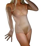 DooWay Damen-Handschuhe, lang, Latex, 70 cm, Stretch, 2. Haut, Kunstgummi, Halloween-Kostüm, Nachtclub, Party-Handschuhe, Matt Nude, 85