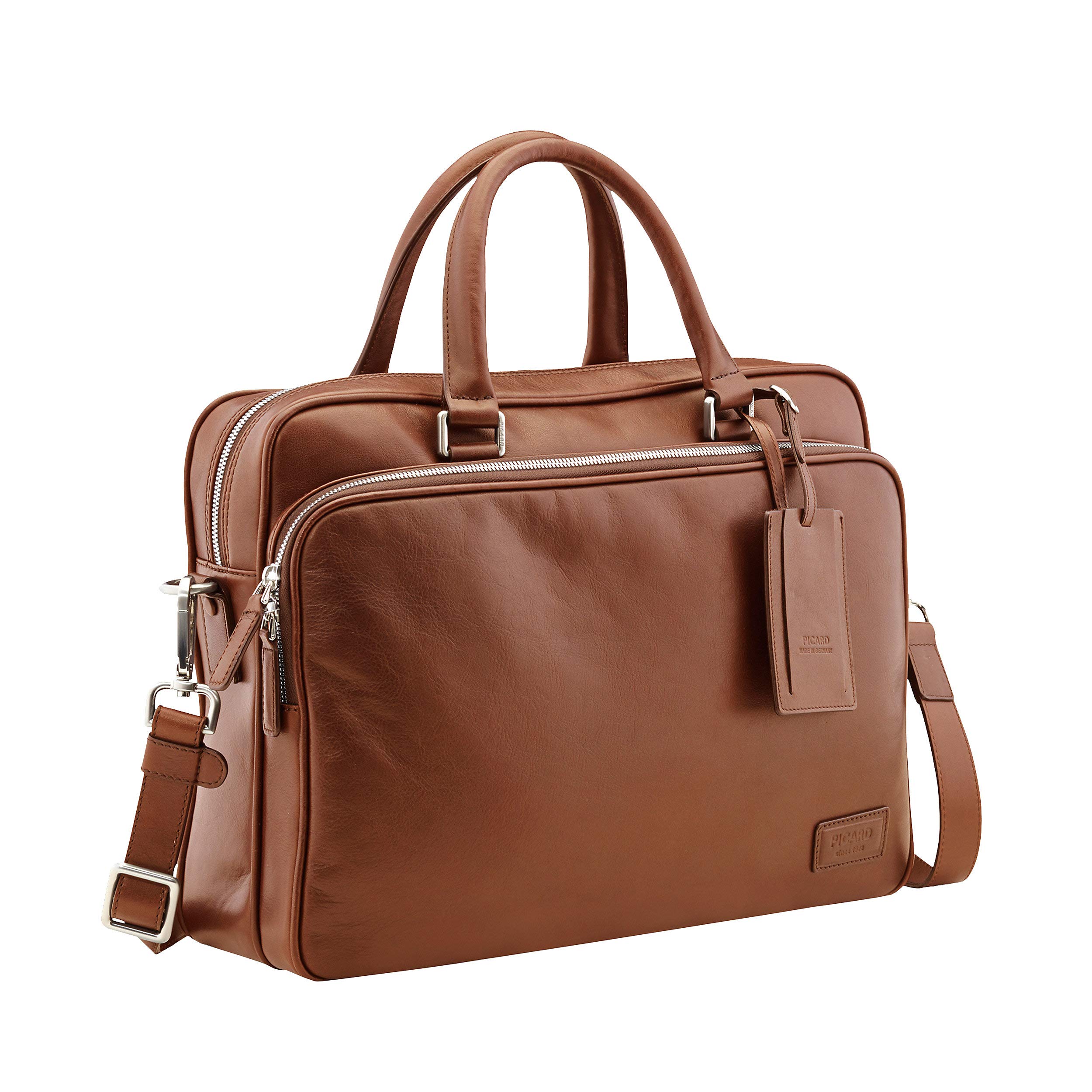 Picard, Männer Laptoptasche, in der Farbe Cognac/Braun, aus Leder, 38cm, mit Henkel, 401093B210