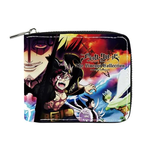 RYNDEX Black Clov-er Anime Wallets, Niedliche Jugend Karikatur Wallet mit Münzfach, Mädchen Geldtasche mit Münzfach und Geldscheinfach(Color:Multicolor 6)