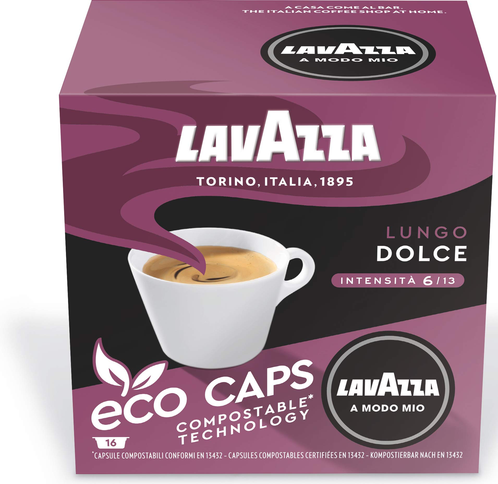 Lavazza A Modo Mio Lungo Dolce, Kaffee, Kaffeekapseln, Arabica, 80 Kapseln, 5er Pack