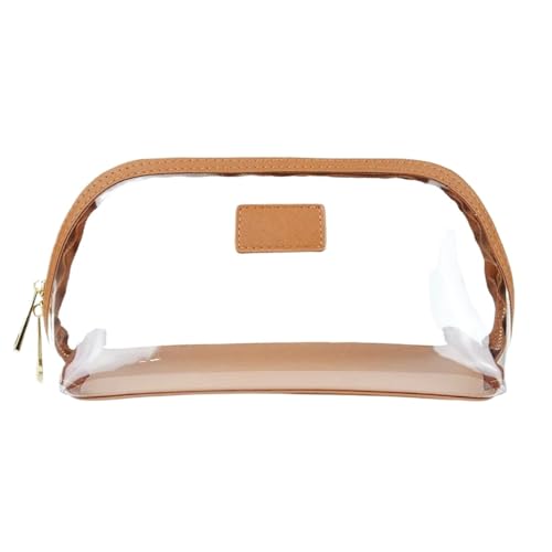 Transparenter Kulturbeutel Tragbare Reise-Kosmetiktasche aus transparentem PVC, transparent, wasserdicht, TPU, Kulturbeutel, Make-up-Aufbewahrungstasche, modisch, Sommer, Strand(Color:Brown Large)