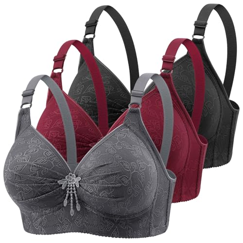 3er Pack BH Damen ohne Bügel Nahtloser Bra Push Up BHS Sexy Starker Halt Große Brüste Klassische Bustier Soft Bequemer Bralette Fitness Dessous Crop Top für Alltag