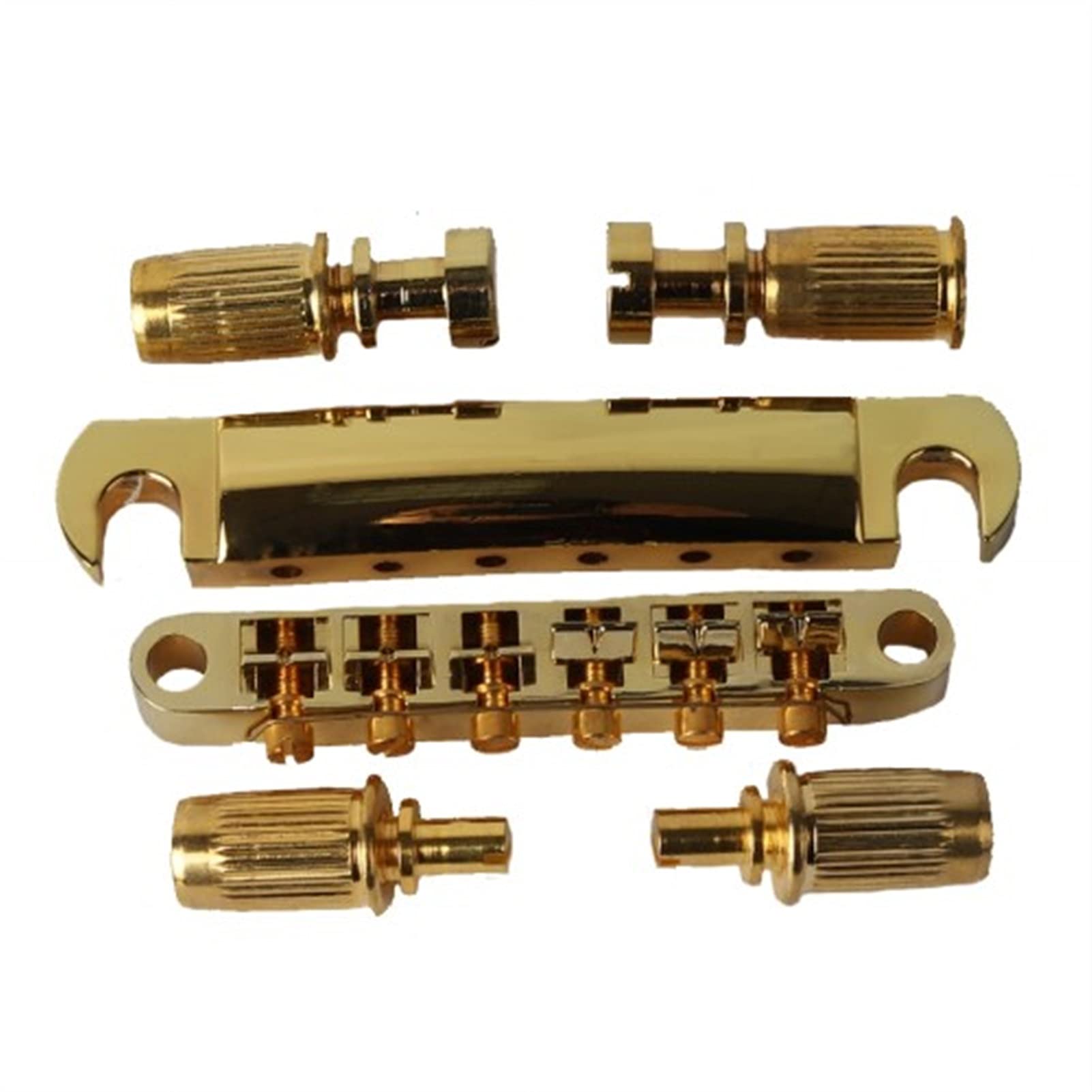 1 Set Von 6 Saiten Gitarre Tune-O-Matic Bridge Und Rückenstück Mit Beiträgen Für Lp. Elektrische Gitarre Gitarrebrücke(Golden)