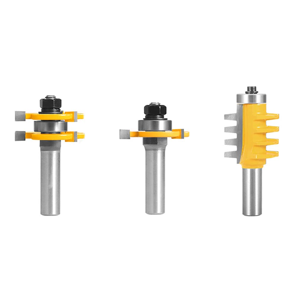 3 Stück Zungen-Bitfräser T-Nutfräser 1/4 Schaft Schaft Legierung Set für Hartholz-Holzbearbeitungswerkzeuge