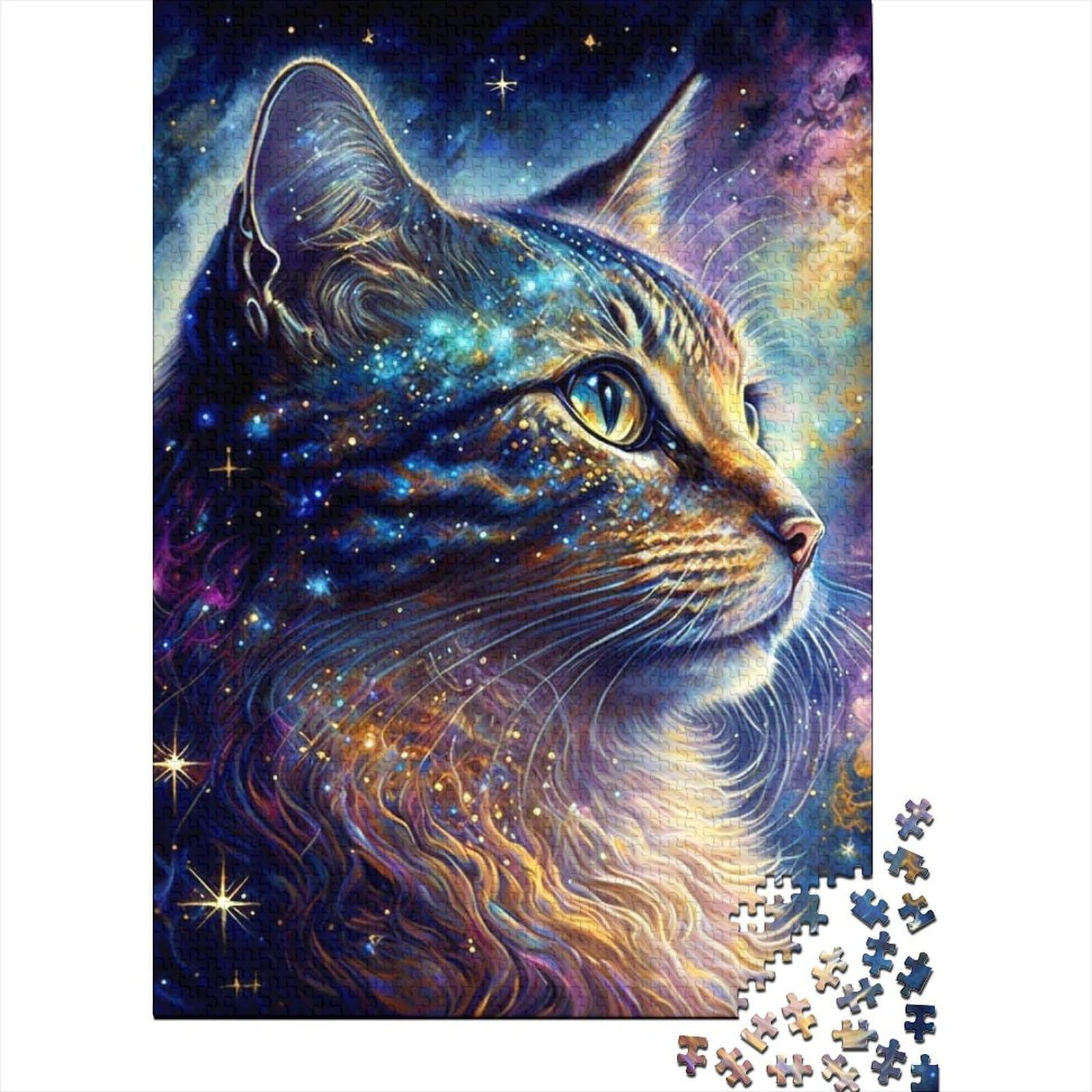 Art Bunte Katzen und das Puzzle für Erwachsene, 500 Teile, Puzzle für Erwachsene, Puzzles, Puzzles für Erwachsene, Lernspiel, Herausforderungsspielzeug, 52 x 38 cm