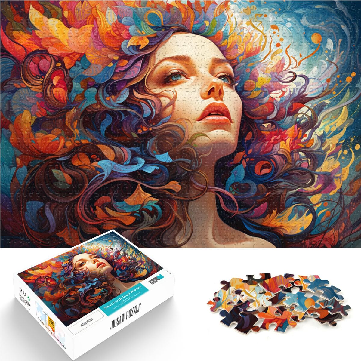 Puzzle für farbenfrohe psychedelische Kunst, 1000-teiliges Puzzle für Erwachsene, Holzpuzzle als Geschenk für die ganze Familie, 1000 Teile (50 x 75 cm)