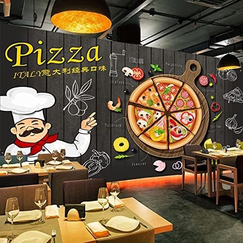 XLMING Vintage Schwarz Holzplatte Pizza Restaurant Café Snack Bar 3D Tapete Home Dekoration Wohnzimmer Sofa Schlafzimmer Tv Hintergrund Wand-200cm×140cm