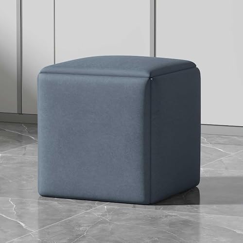 Cube Nesting Ottoman Chair, 5-teilige stapelbare Hocker mit Lenkrollen – quadratischer Fußhocker aus Technologiestoff für Wohnzimmer und Esszimmer, Dunkelblau, 45 cm