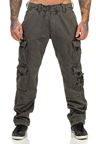 Jet Lag Herren Cargohose FW 011 Outdoor Seitentaschen Männerhose, Farbe:Dark Grey, L32, W33