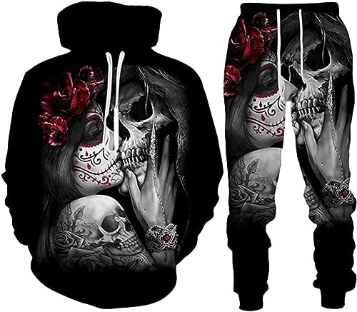 RIAAJ Unisex Trainingsanzug Set 3D Sportswear Anzug Hoodie Hosenanzug Mode (A4,2XL)