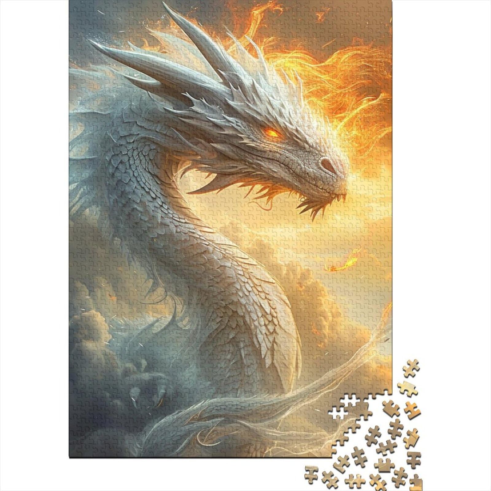 Fantasy Flying Dragon Holzpuzzles Holzpuzzles 1000 Teile für Erwachsene Schwierige Puzzles Interessante Puzzles zur Stressreduzierung (Größe 75x50cm)