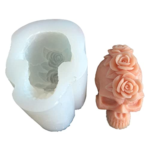 SZYDD 3D-Kerzen-Form mit Rosen- und Totenkopf-Motiv, für Kerzen, Seife, Kerzen, Epoxidharz, handgefertigte Wachsseifenformen zur