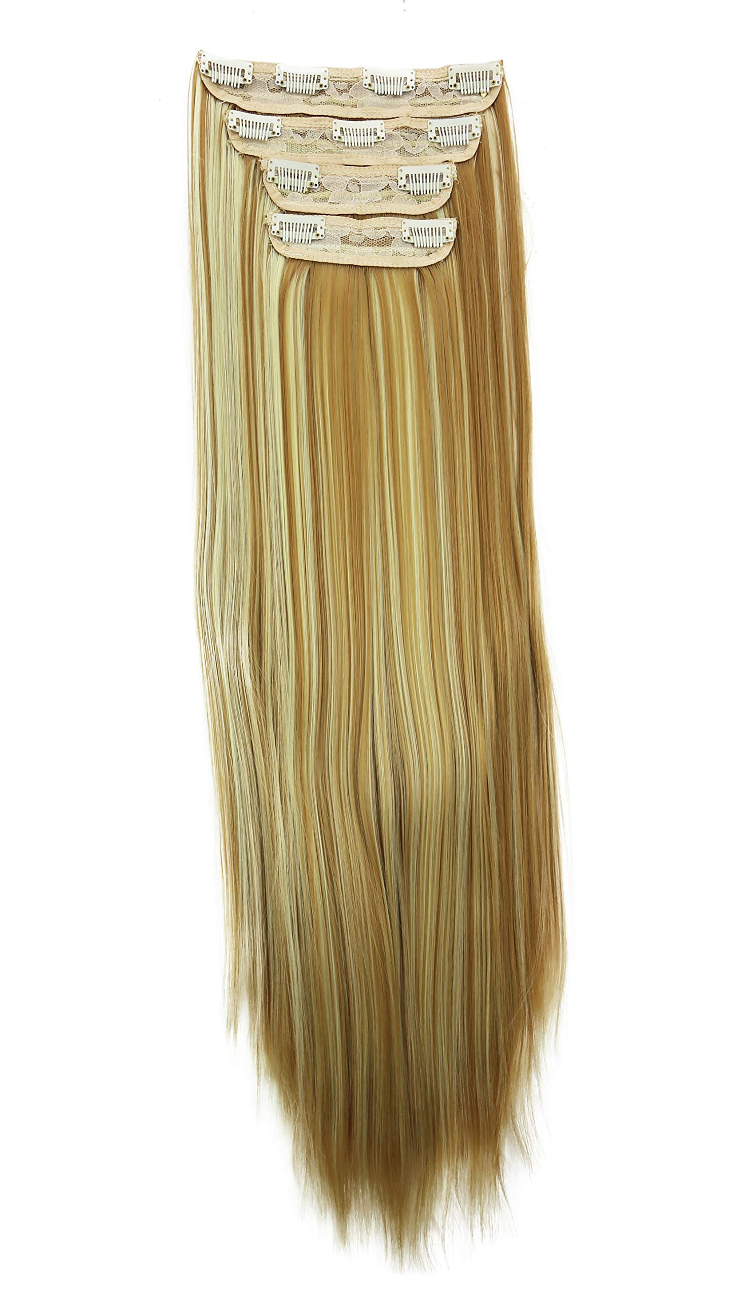 CAISHA XXL 60cm 4 Teile Set CLIP IN EXTENSIONS Haarverlängerung Haarteil Voluminös Glatt Blond Mix CES307