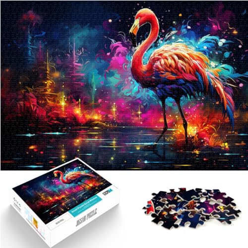 Puzzle zum Verschenken, Bunter Psychedelischer Flamingo, 1000 Teile, für Erwachsene, Schwierige Puzzles, Holzpuzzle, Lernspielzeug, 1000 Teile (50 x 75 cm)