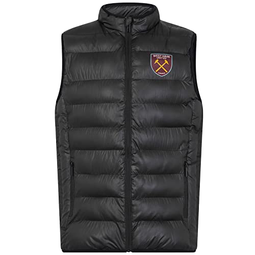 West Ham United FC - Herren Steppweste - Offizielles Merchandise - Geschenk für Fußballfans - Schwarz - XXL