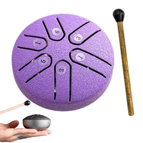 Buddha Stones Mini-Stahlzungentrommel, 3-Zoll-Sound-Heiltrommel-Kit, 2024 neueste Mini-Handpan-Trommel, 6-Noten-Sorglos-Trommel, Stahltrommelinstrument, Heilsteine (Color : Purple, Size : Arrow styl