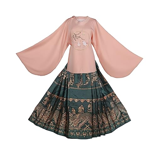 Chinesische Traditionelle Prinzessin Hanfu Chinesische Heldin Kleid Halloween Party Outfit, L=Büste 104cm,Pink