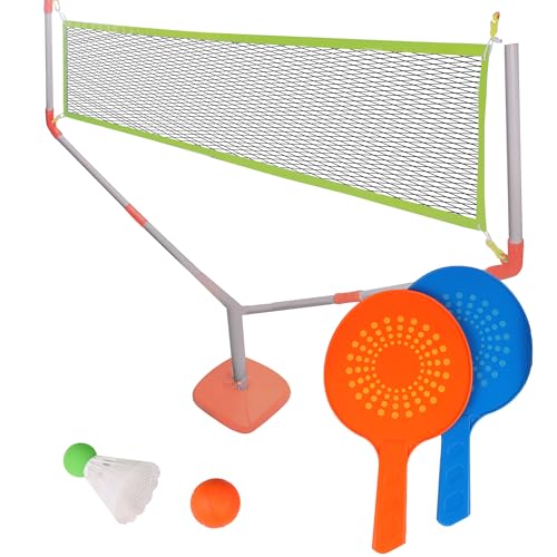 BLUE SKY 042892 Badminton und Tennis Schlägerspiel 2-in-1-Outdoor-Spiel-042892-Mehrfarbig-Kunststoff-Kinderspiel-Training-Set-144 cm x 118 cm-ab 6 Jahren