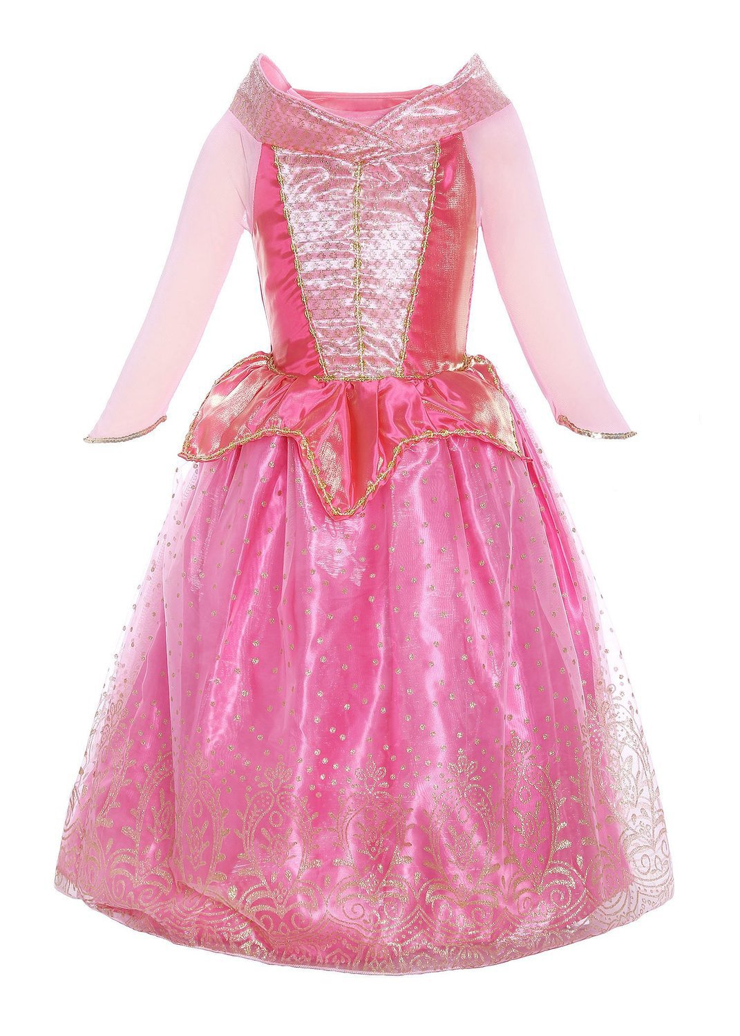 Katara Princess Aurora Faschings-Kostüm Dornröschen-Kleid für Karneval & Geburtstage, Rosa, 122 (Etikett 130)