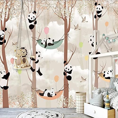 XLMING Abstrakt Baum Cartoon Panda Vogel Kinderzimmer Küche Esszimmer Arbeitszimmer Wohnzimmer TV Hintergrund Wand 3D Tapete-430cm×300cm