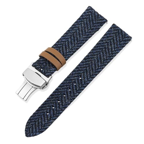 THBGTCNQ Canvas-Uhrenarmband 18 mm 20 mm 22 mm Universal Geeignet for Smartwatches Gewebtes Uhrenarmband mit Schnellverschluss Geeignet for Quarzuhren Unisex(Blue,20mm)