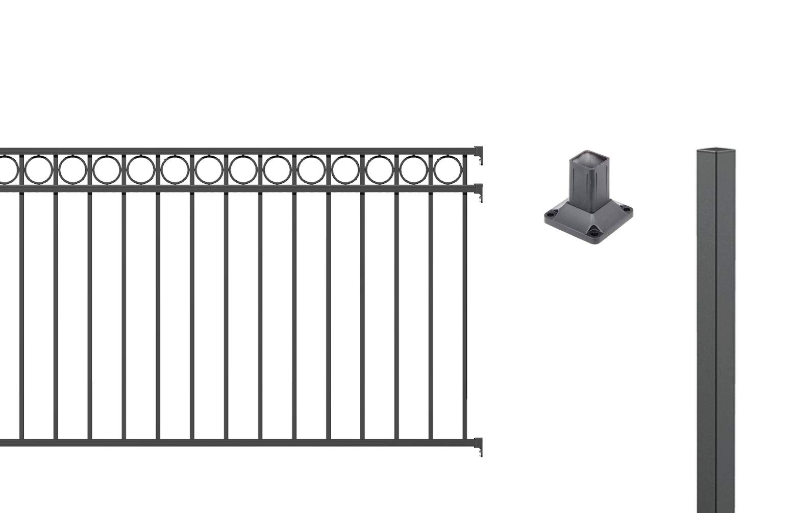 Alberts 509507 Zaunkomplettset Circle, zum Aufschrauben | verschiedene Längen und Höhen - wahlweise in verschiedenen Farben | anthrazit | Höhe 100 cm | Länge 10 m